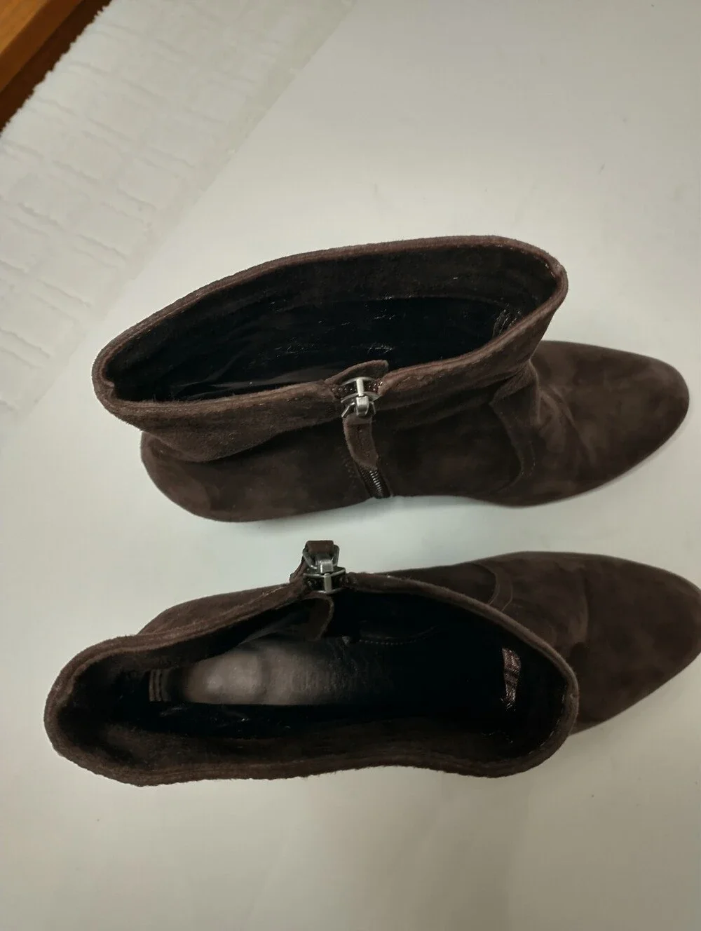 Women's Brown‎ Suede Leather Ankle Boots, Size 10, Heeled, Rounded Toe
